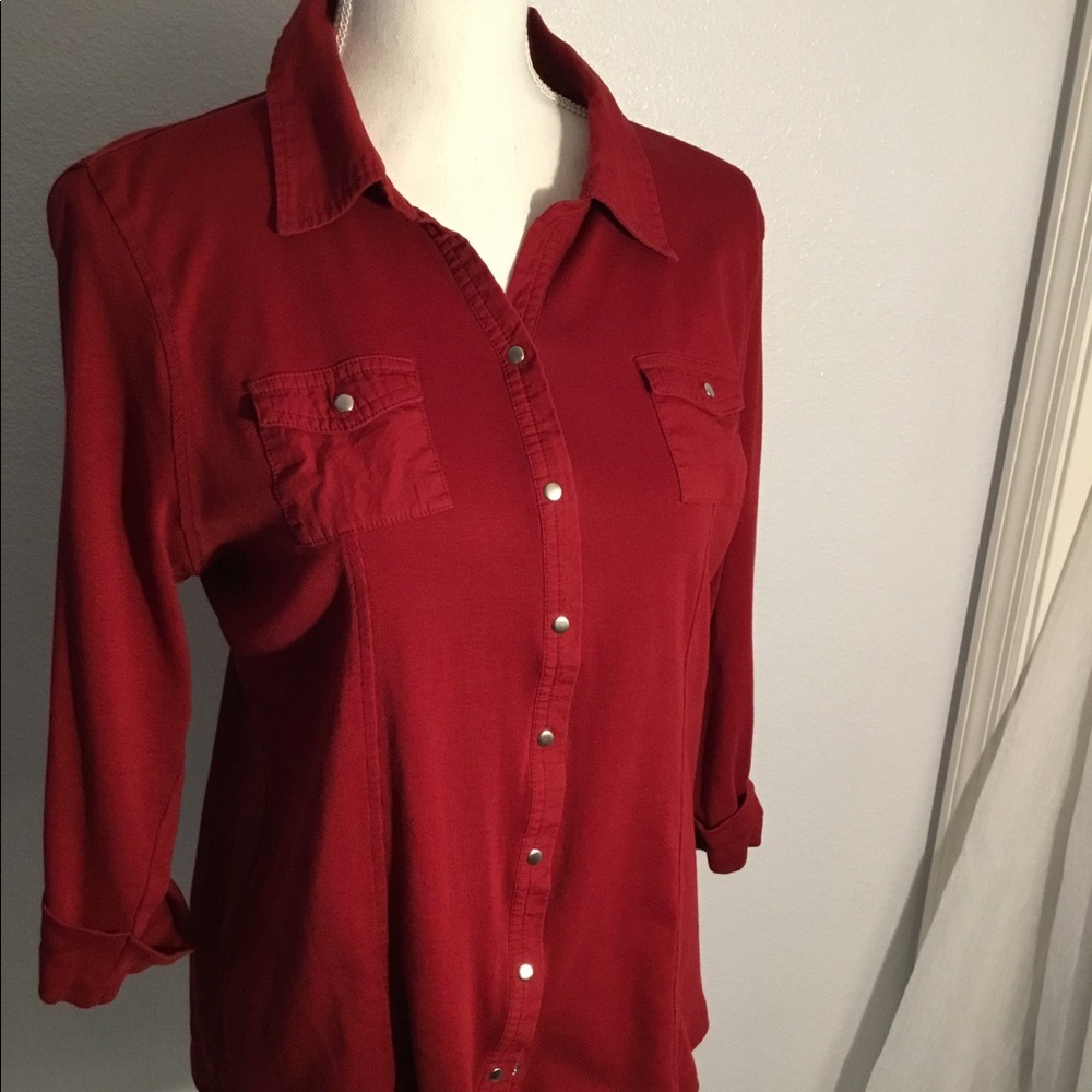 Karen Scott red button down shirt-L